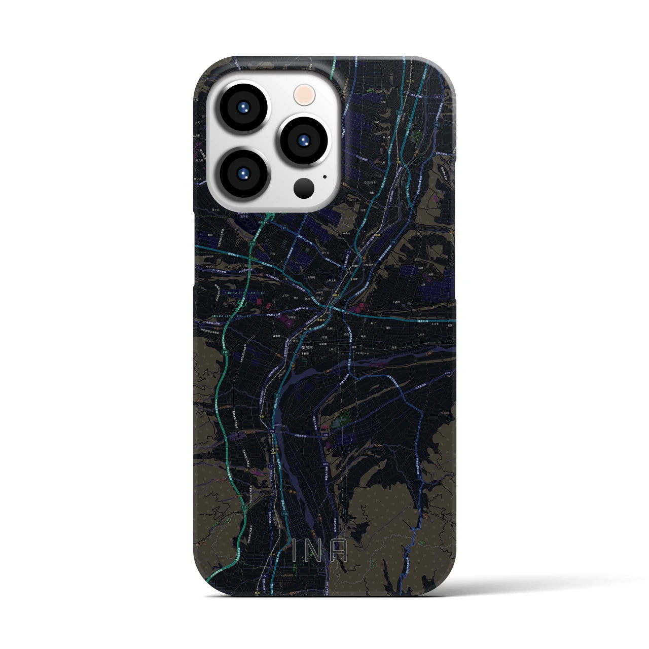 【伊那(長野県)】地図柄iPhoneケース(バックカバータイプ)