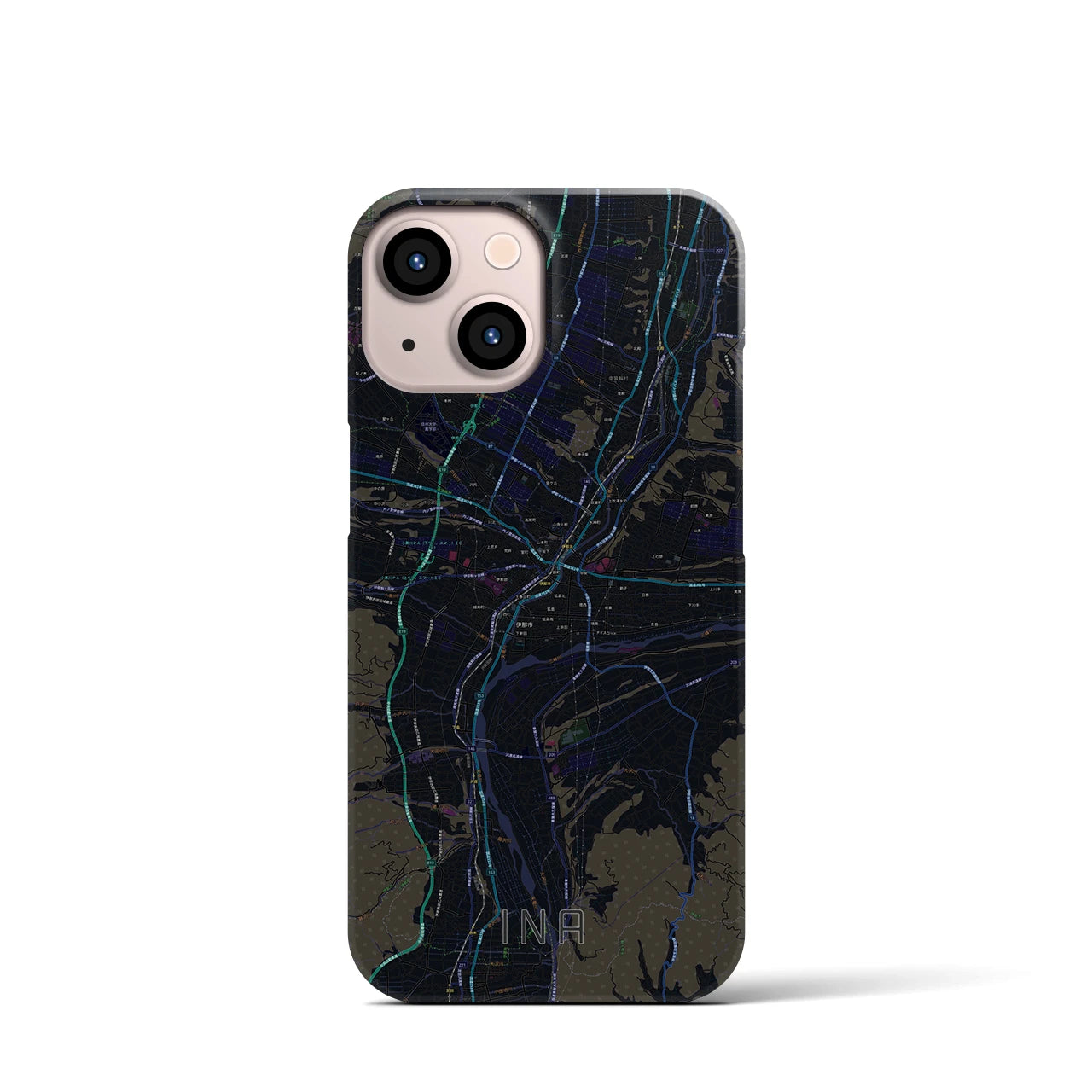【伊那(長野県)】地図柄iPhoneケース(バックカバータイプ)