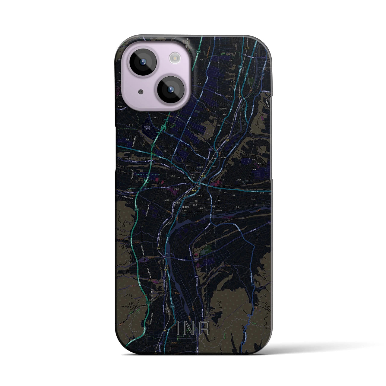 【伊那(長野県)】地図柄iPhoneケース(バックカバータイプ)