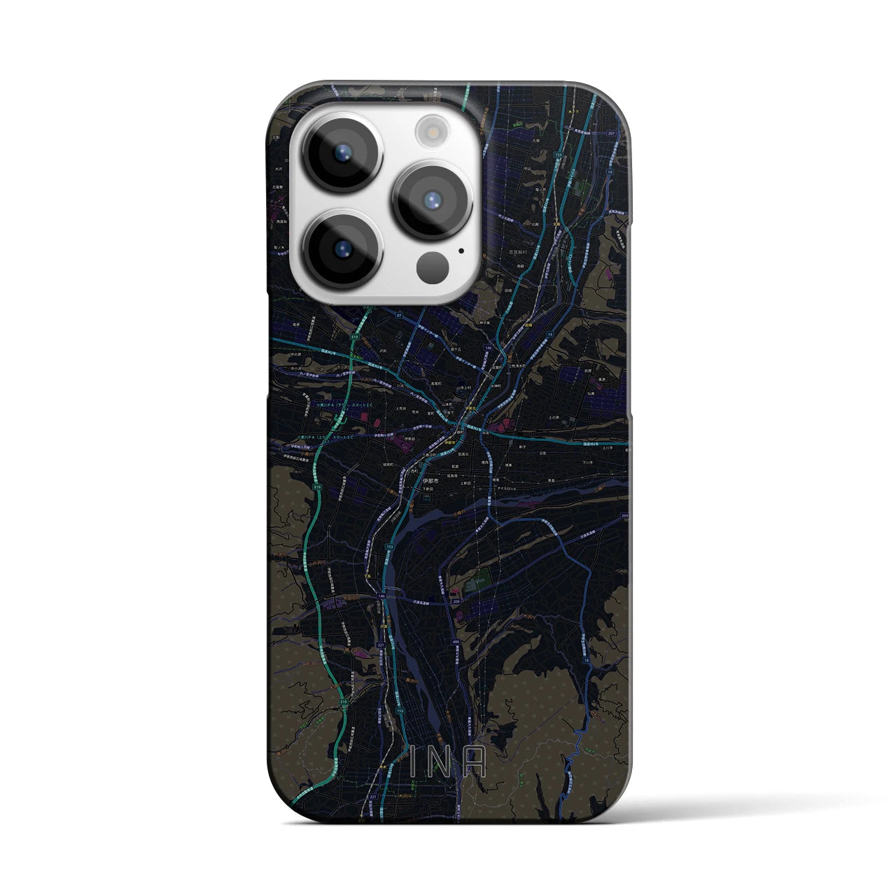 【伊那(長野県)】地図柄iPhoneケース(バックカバータイプ)