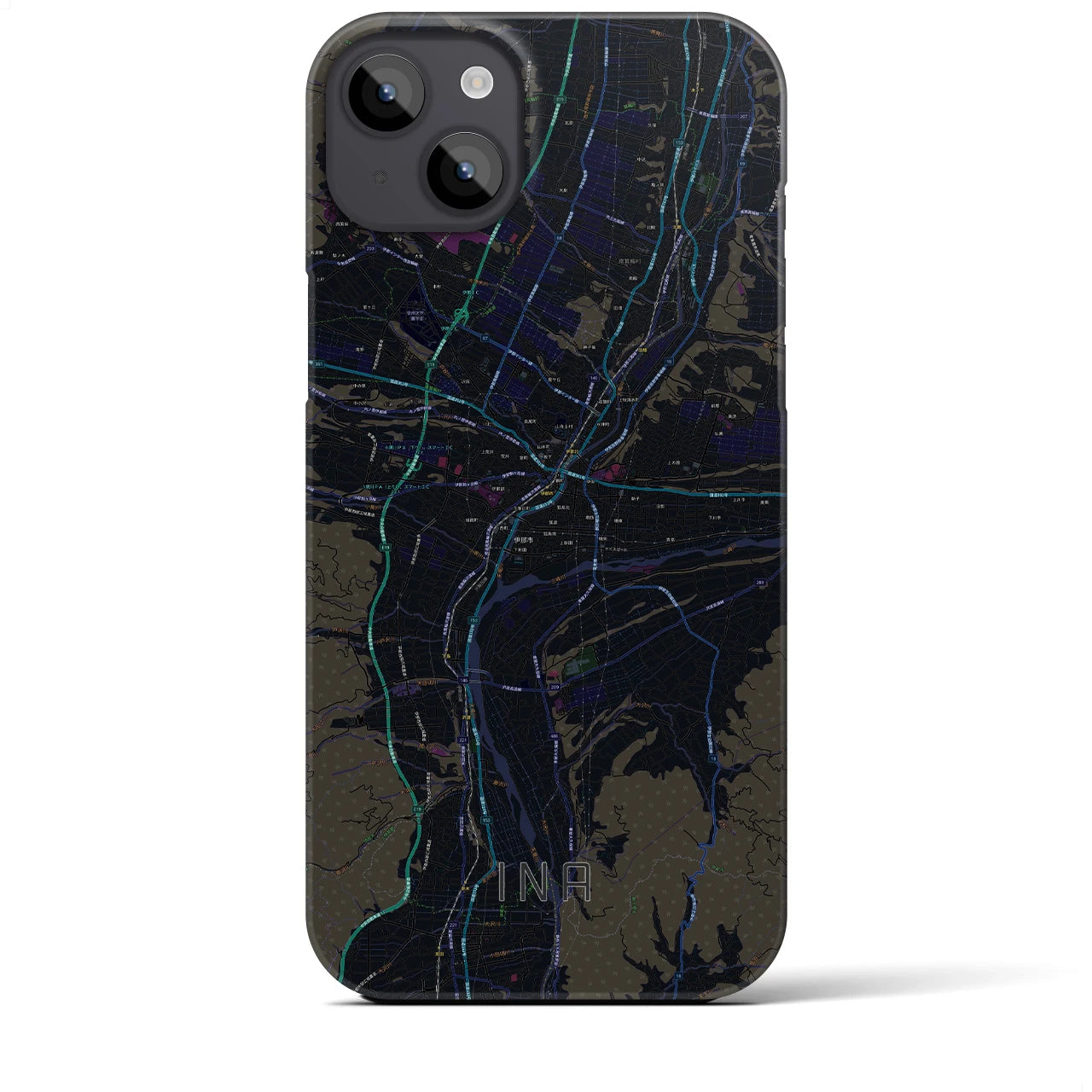【伊那(長野県)】地図柄iPhoneケース(バックカバータイプ)