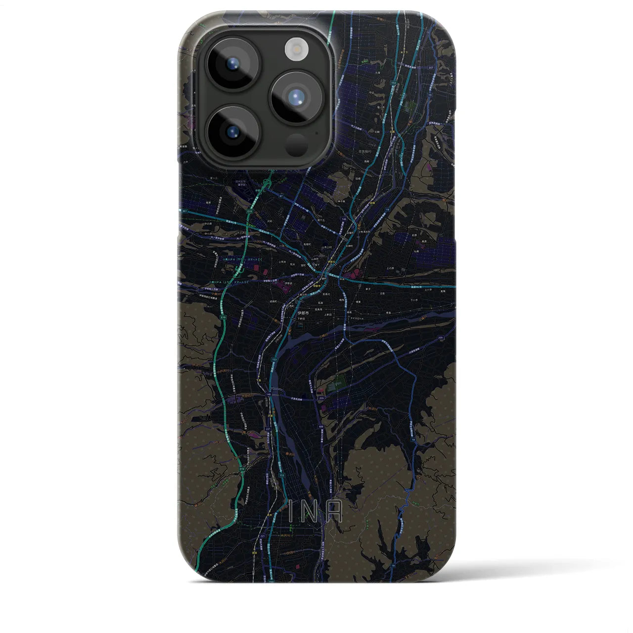 【伊那(長野県)】地図柄iPhoneケース(バックカバータイプ)