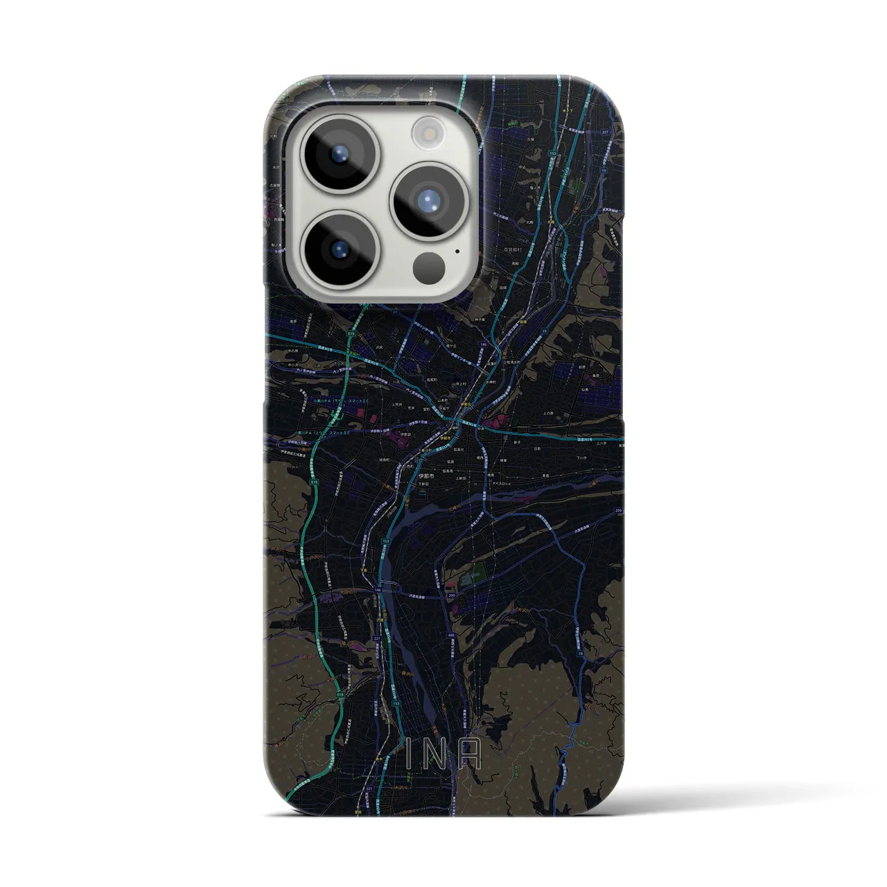 【伊那(長野県)】地図柄iPhoneケース(バックカバータイプ)
