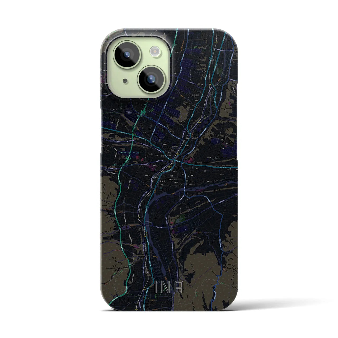 【伊那(長野県)】地図柄iPhoneケース(バックカバータイプ)