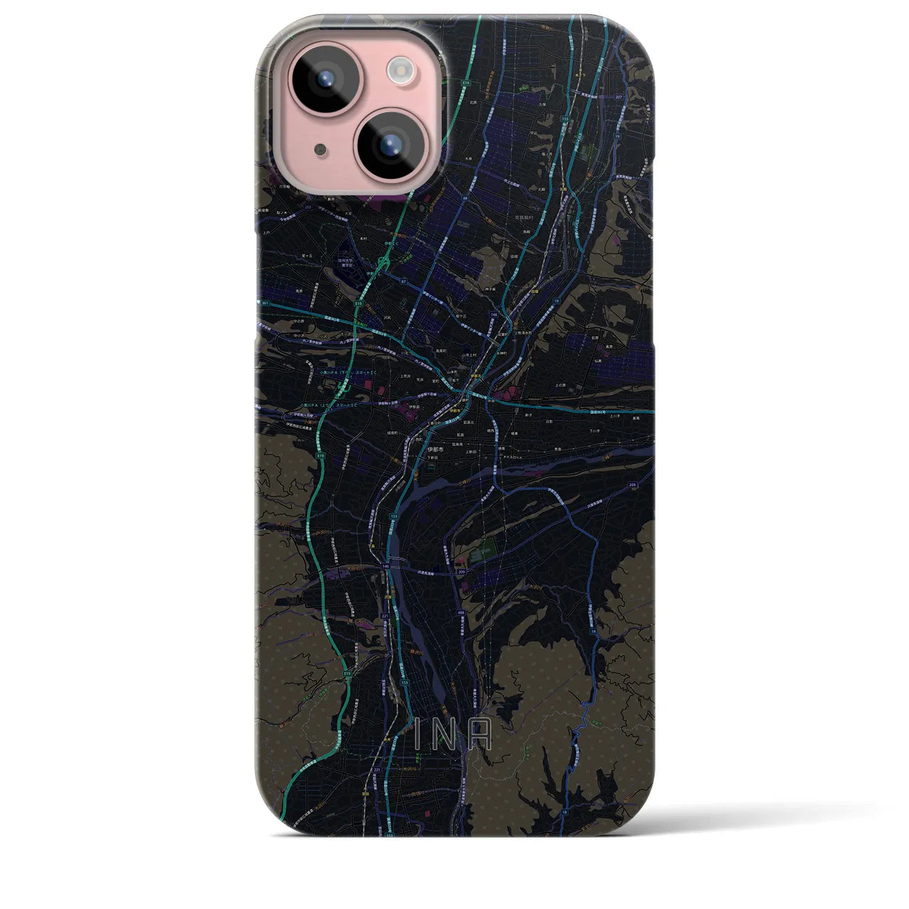 【伊那(長野県)】地図柄iPhoneケース(バックカバータイプ)
