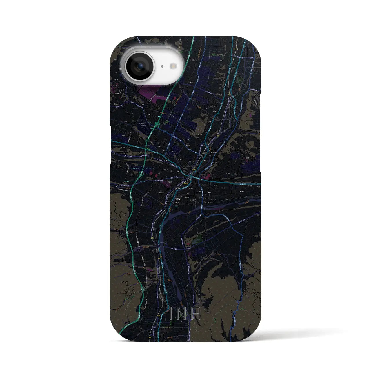 【伊那(長野県)】地図柄iPhoneケース(バックカバータイプ)