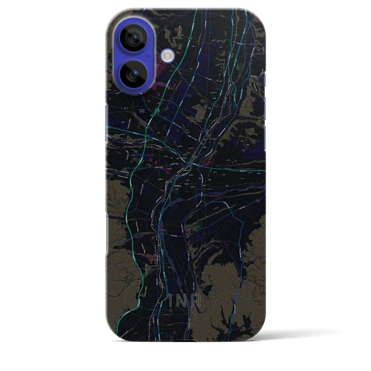 【伊那(長野県)】地図柄iPhoneケース(バックカバータイプ)