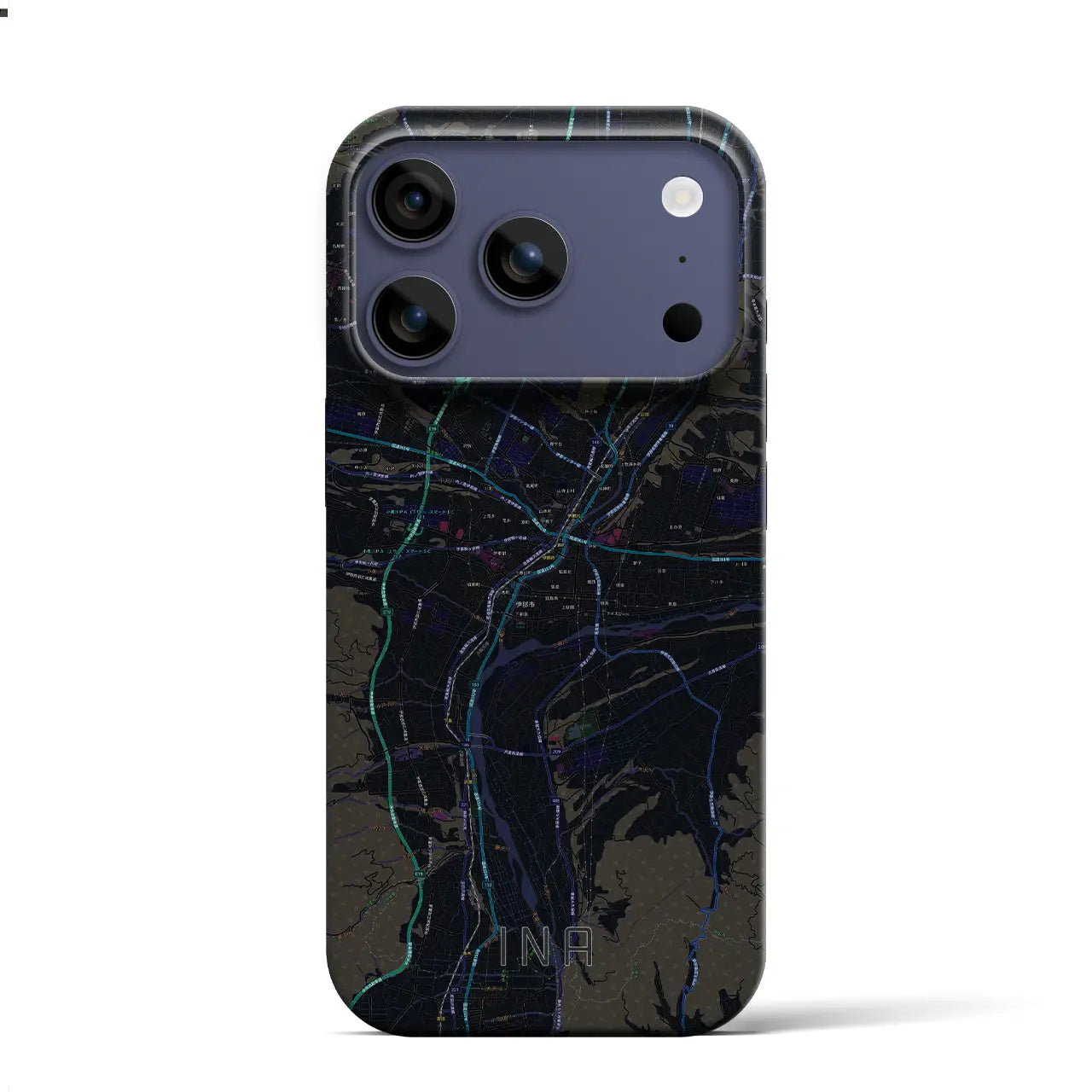 【伊那(長野県)】地図柄iPhoneケース(バックカバータイプ)