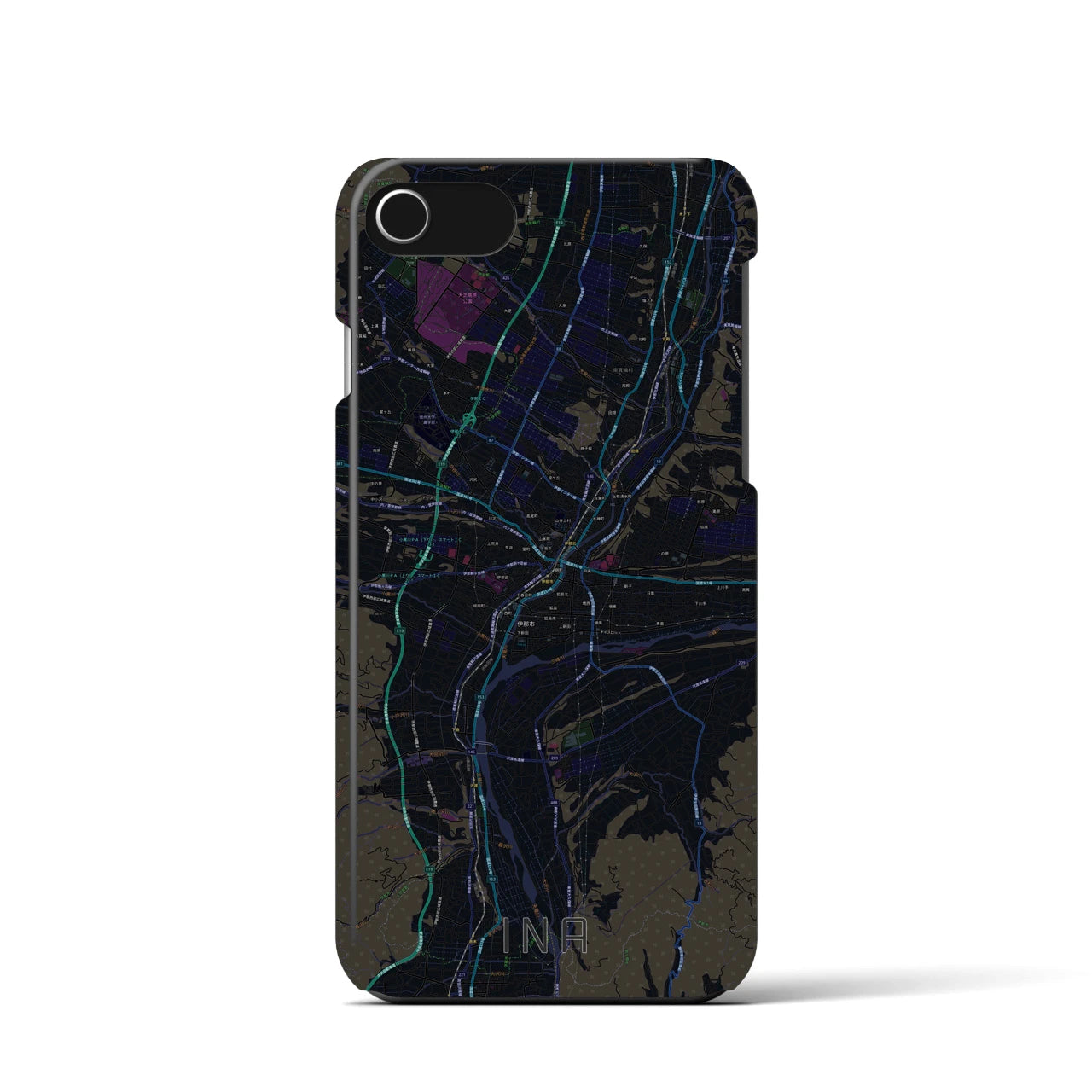 【伊那(長野県)】地図柄iPhoneケース(バックカバータイプ)