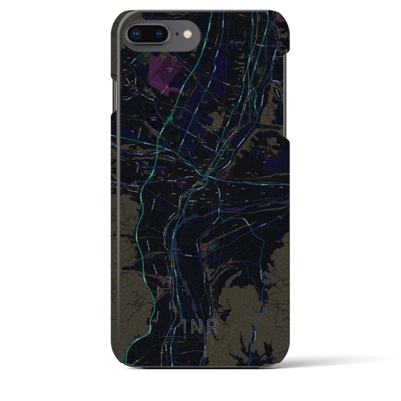 【伊那(長野県)】地図柄iPhoneケース(バックカバータイプ)