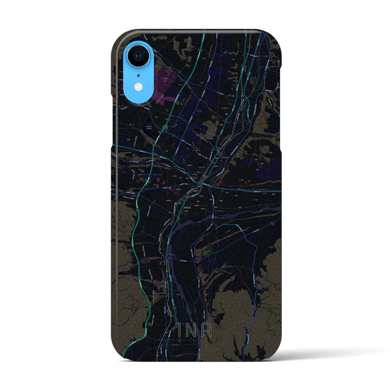 【伊那(長野県)】地図柄iPhoneケース(バックカバータイプ)