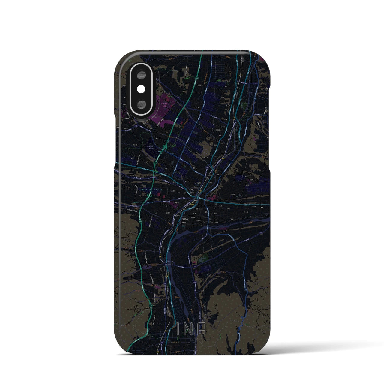【伊那(長野県)】地図柄iPhoneケース(バックカバータイプ)