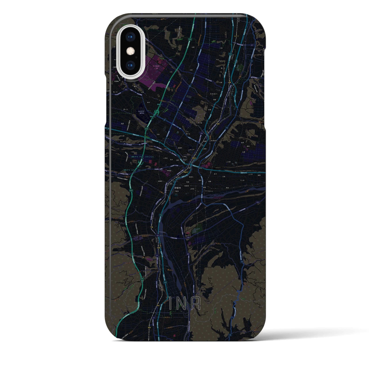 【伊那(長野県)】地図柄iPhoneケース(バックカバータイプ)