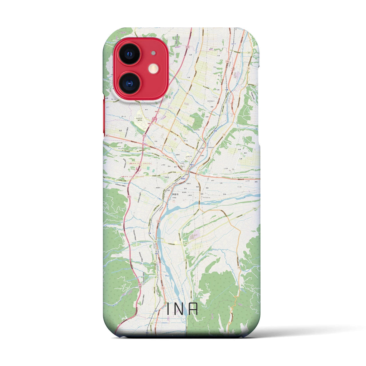 【伊那(長野県)】地図柄iPhoneケース(バックカバータイプ)