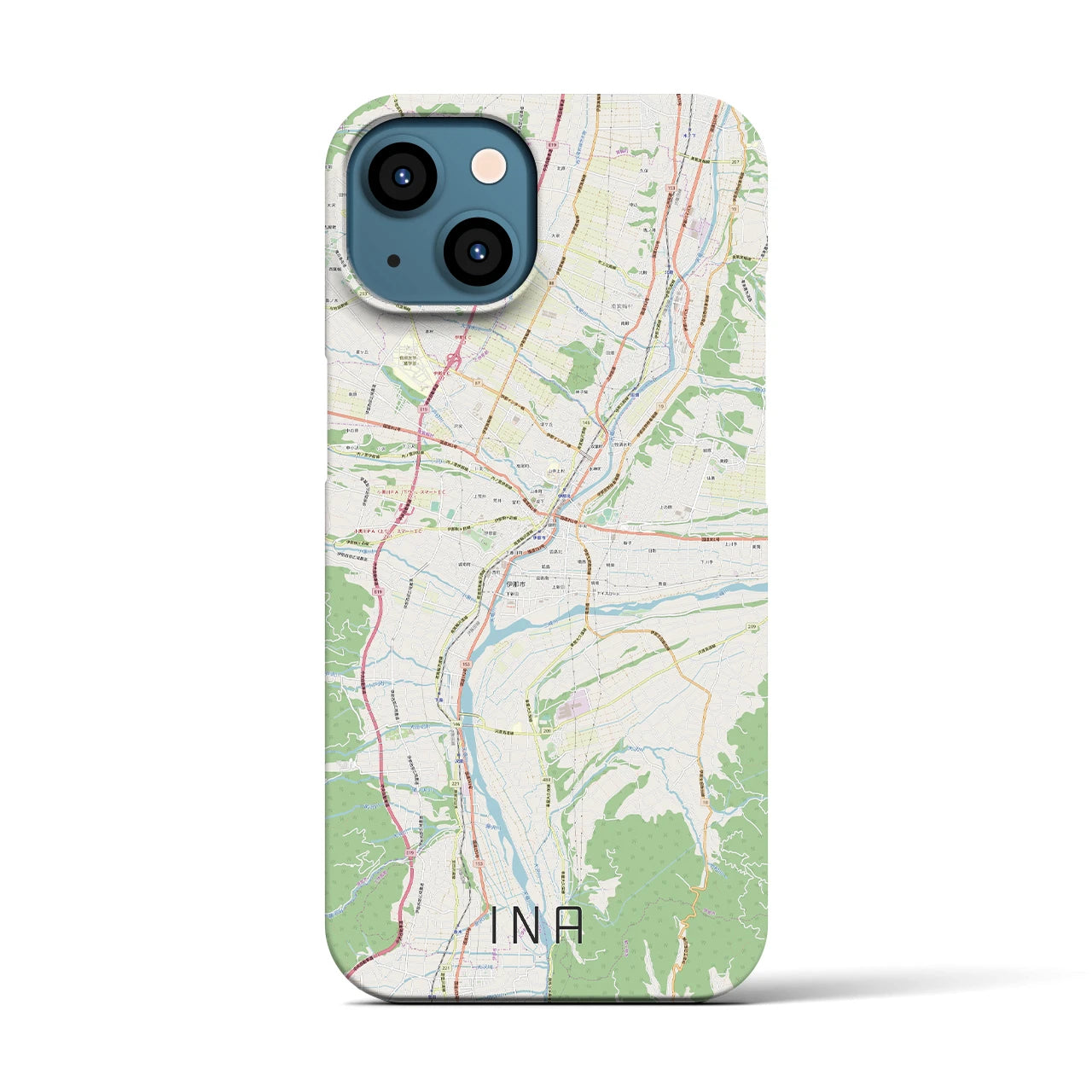 【伊那(長野県)】地図柄iPhoneケース(バックカバータイプ)