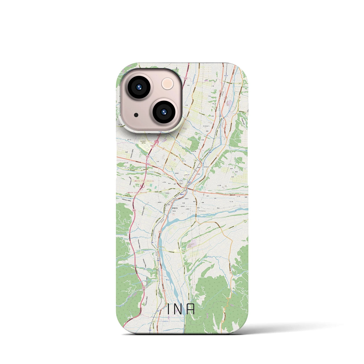 【伊那(長野県)】地図柄iPhoneケース(バックカバータイプ)