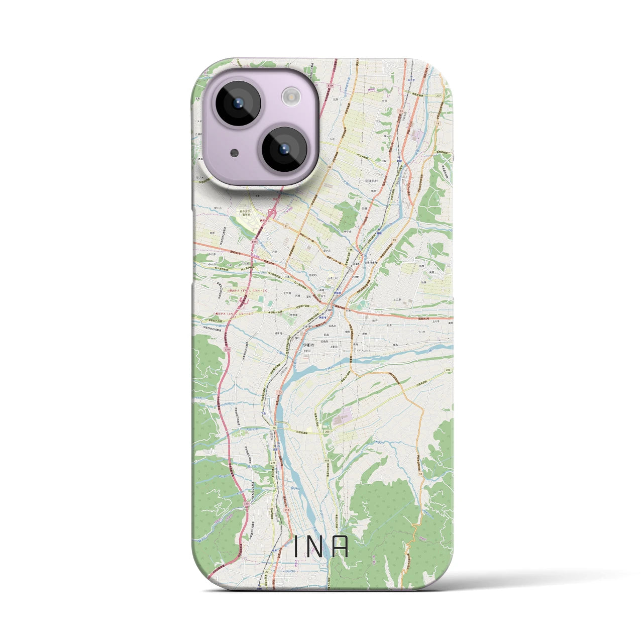 【伊那(長野県)】地図柄iPhoneケース(バックカバータイプ)