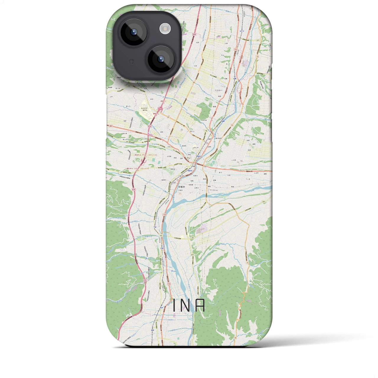 【伊那(長野県)】地図柄iPhoneケース(バックカバータイプ)