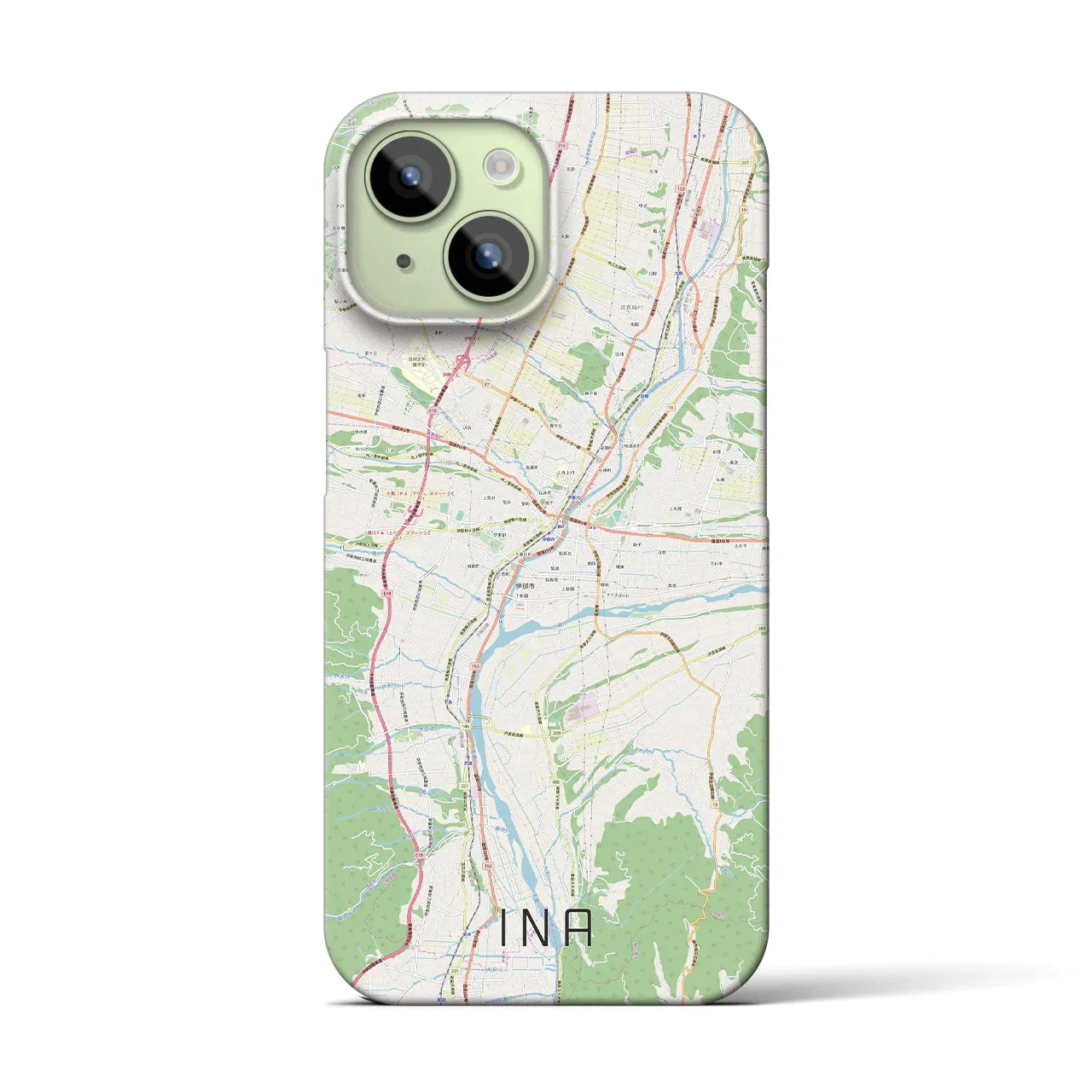 【伊那(長野県)】地図柄iPhoneケース(バックカバータイプ)