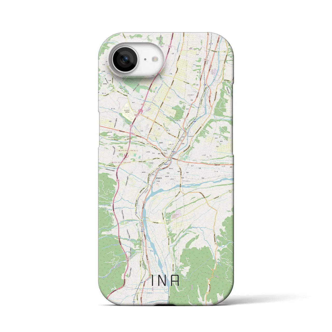 【伊那(長野県)】地図柄iPhoneケース(バックカバータイプ)