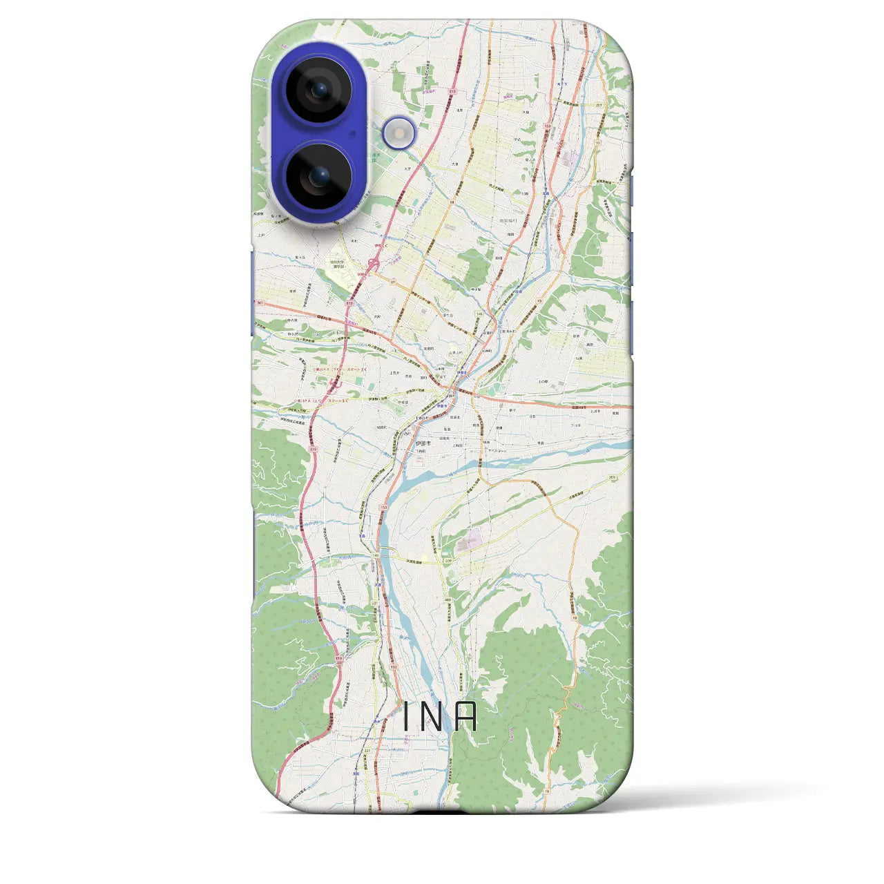 【伊那(長野県)】地図柄iPhoneケース(バックカバータイプ)ナチュラル・iPhone 16 Pro Max 用
