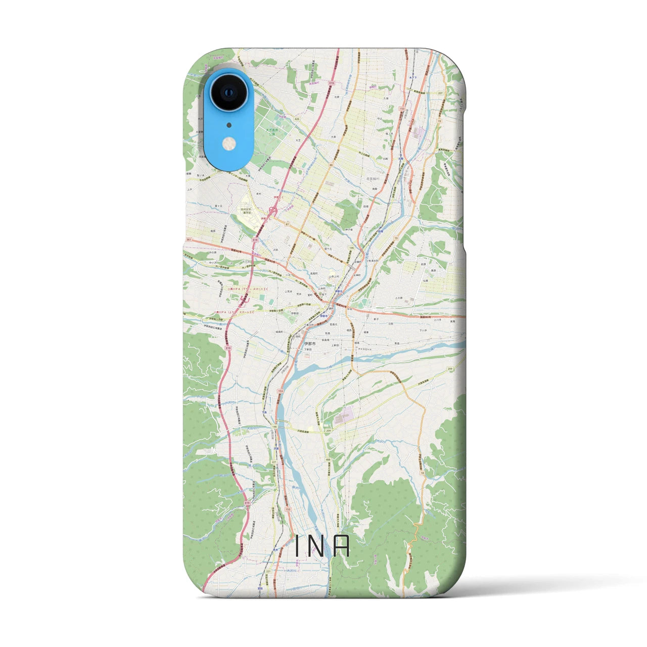 【伊那(長野県)】地図柄iPhoneケース(バックカバータイプ)