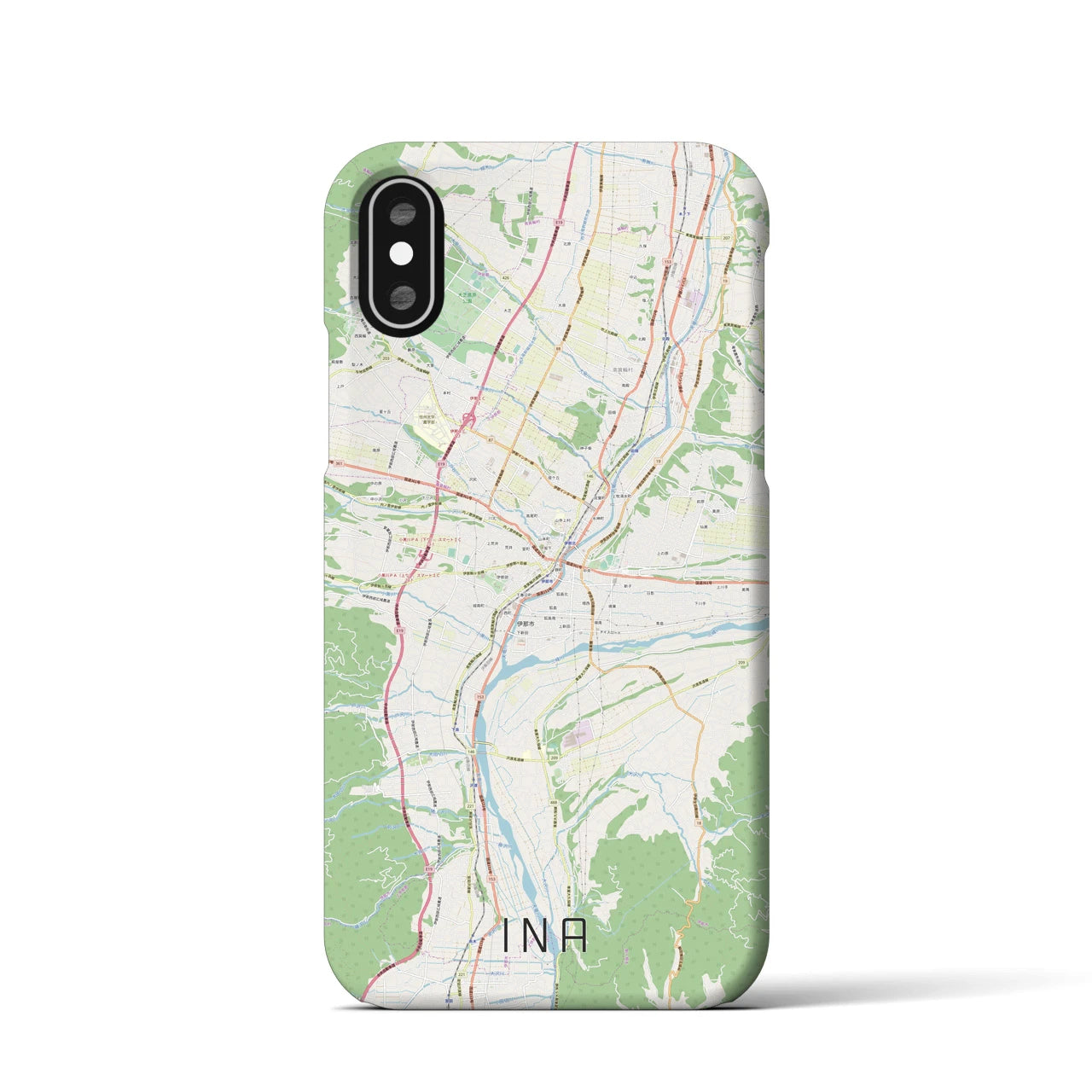 【伊那(長野県)】地図柄iPhoneケース(バックカバータイプ)