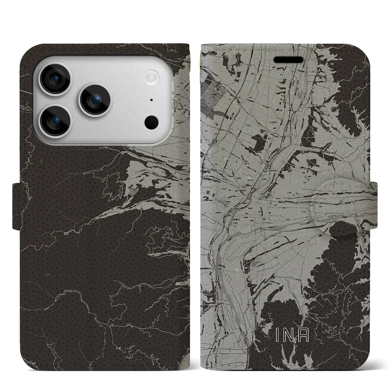 【伊那(長野県)】地図柄iPhoneケース(手帳タイプ)