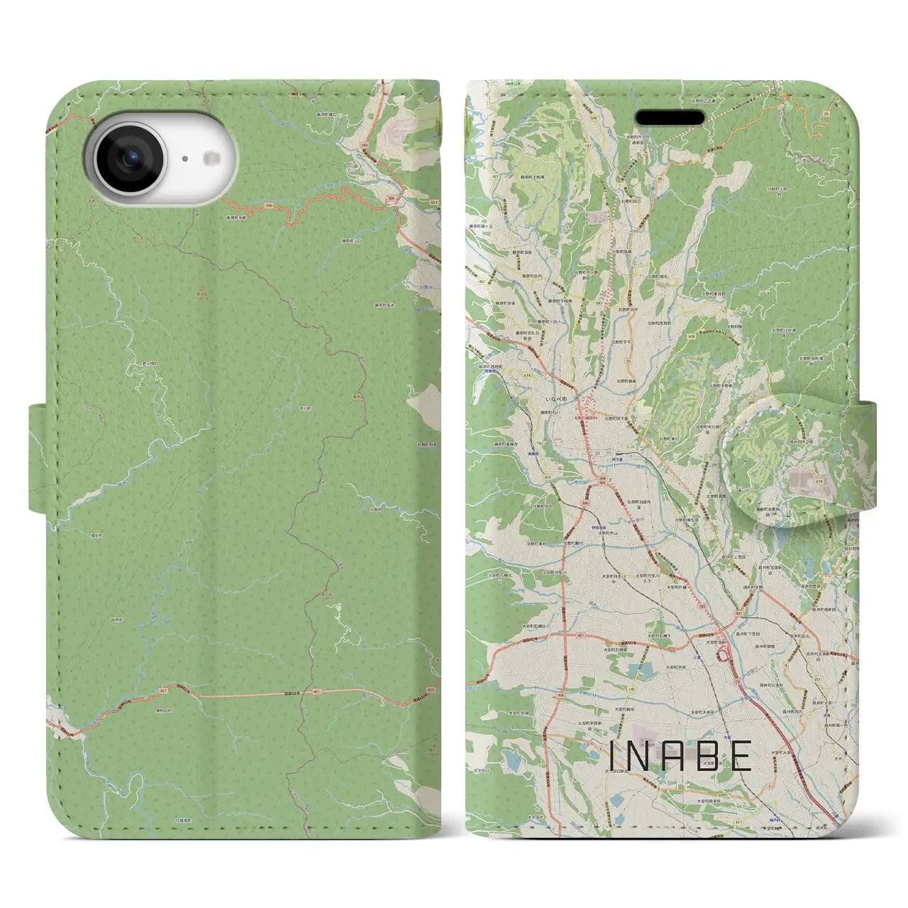 【いなべ(三重県)】地図柄iPhoneケース(手帳タイプ)