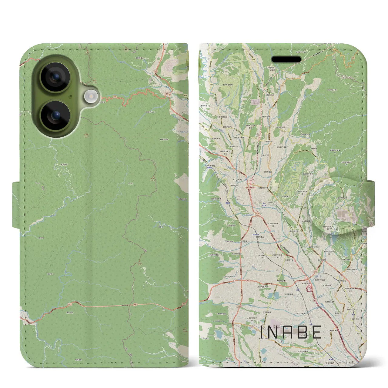 【いなべ(三重県)】地図柄iPhoneケース(手帳タイプ)