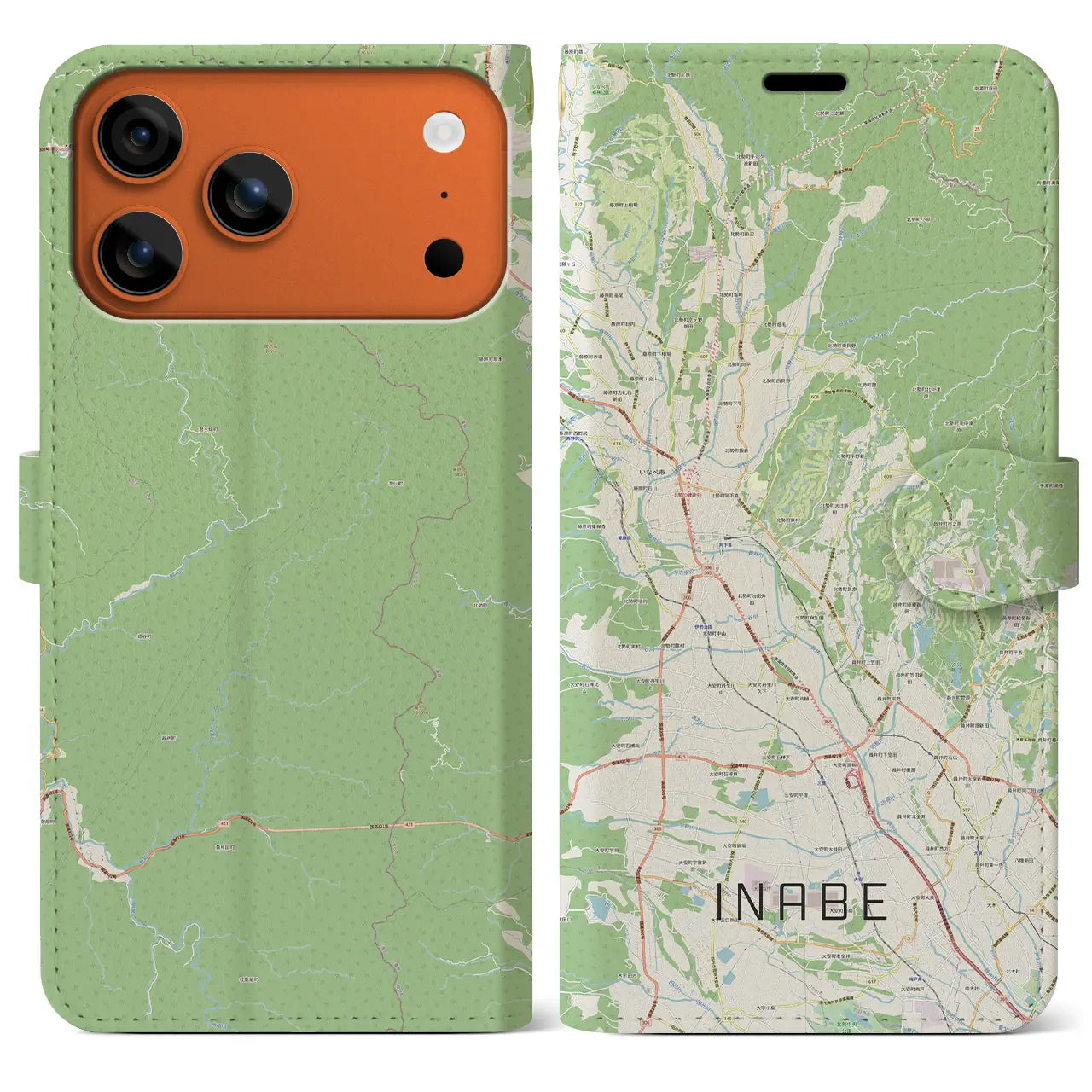 【いなべ(三重県)】地図柄iPhoneケース(手帳タイプ)