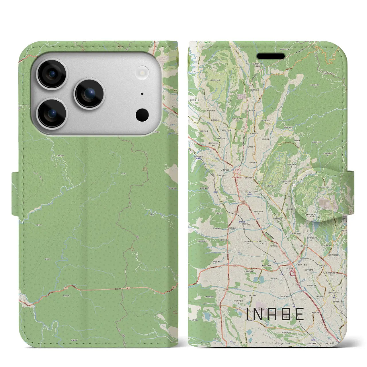 【いなべ(三重県)】地図柄iPhoneケース(手帳タイプ)