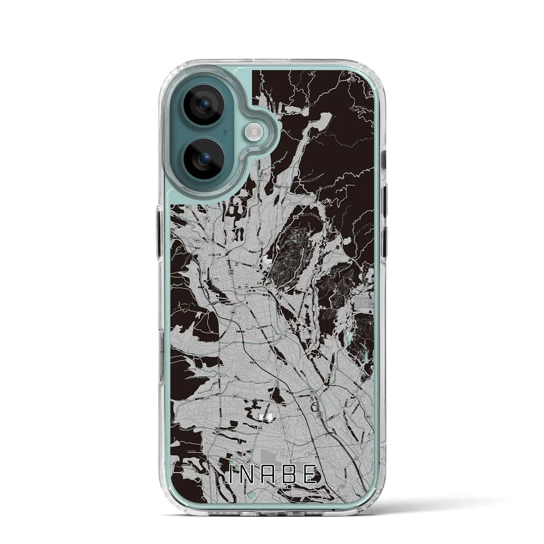 【いなべ(三重県)】地図柄iPhoneケース(MagSafeタイプ)モノトーン・iPhone 16 Pro 用