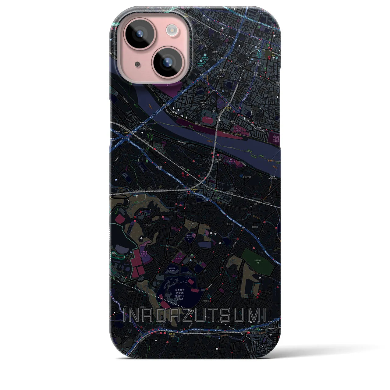 【稲田堤(神奈川県)】地図柄iPhoneケース(バックカバータイプ)