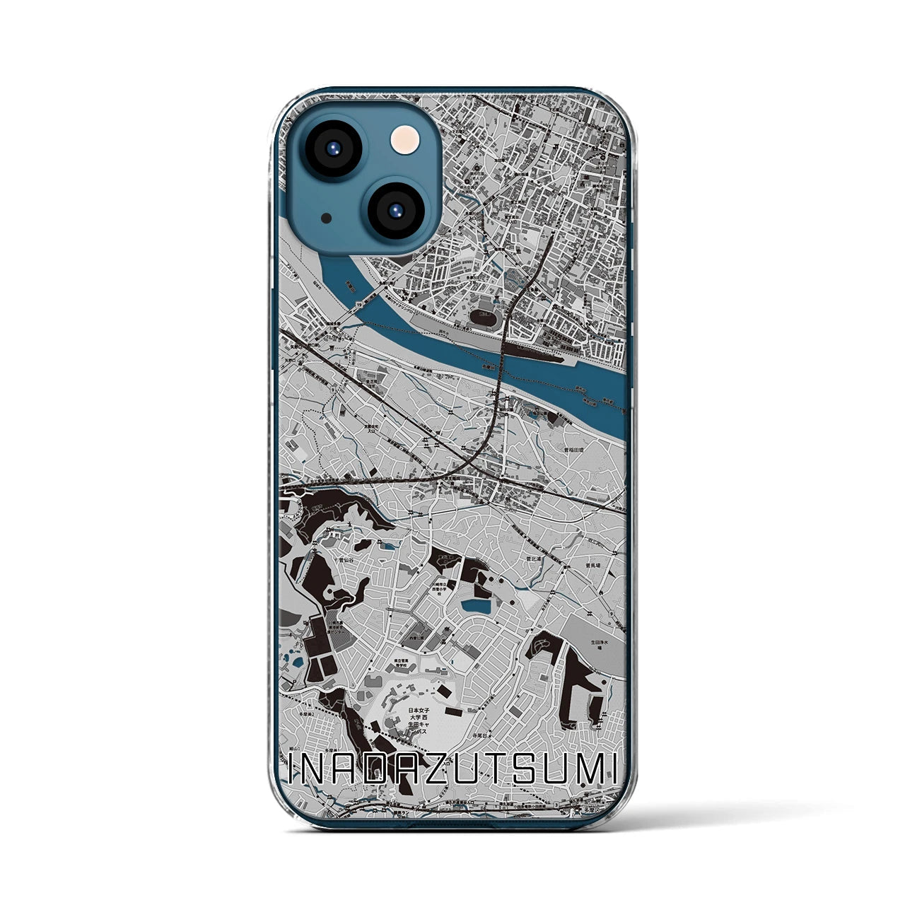 【稲田堤(神奈川県)】地図柄iPhoneケース(クリアタイプ)