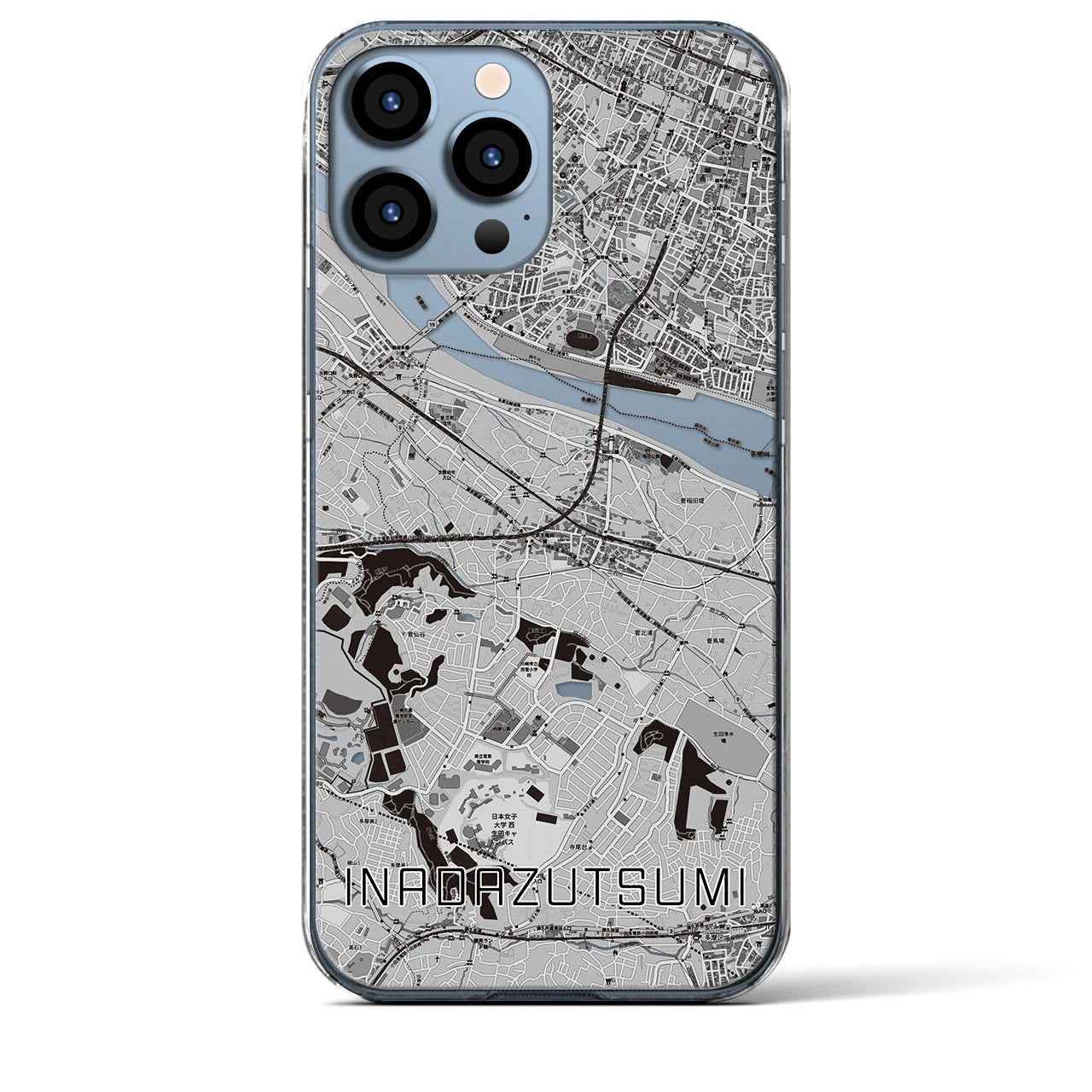 【稲田堤(神奈川県)】地図柄iPhoneケース(クリアタイプ)