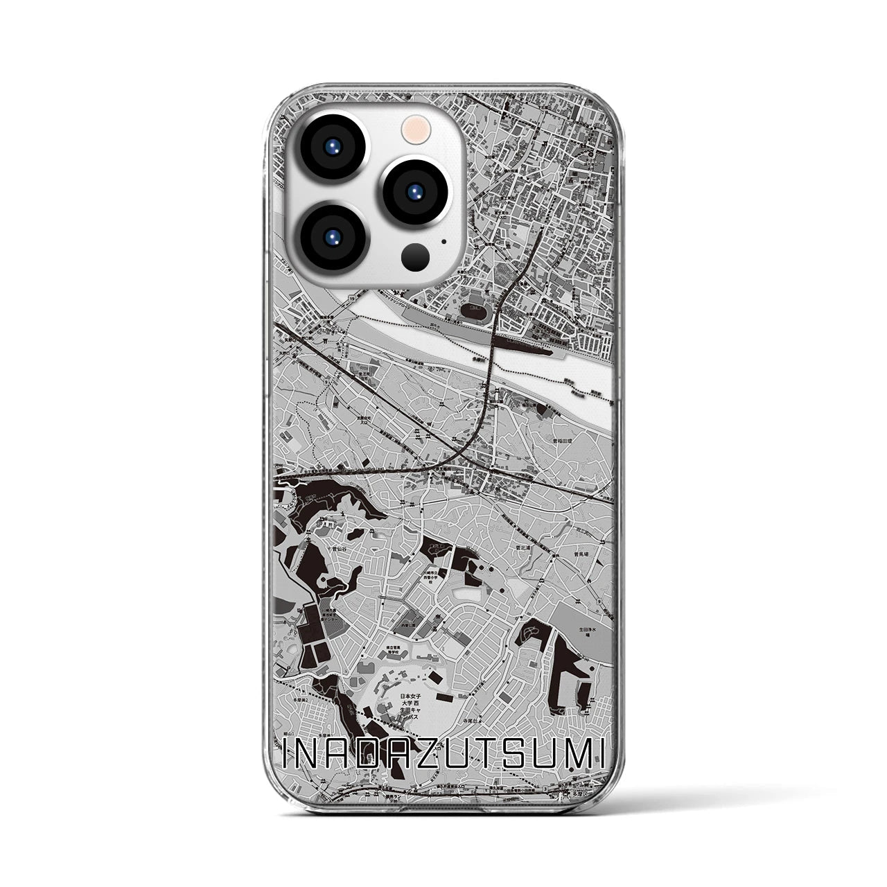 【稲田堤(神奈川県)】地図柄iPhoneケース(クリアタイプ)