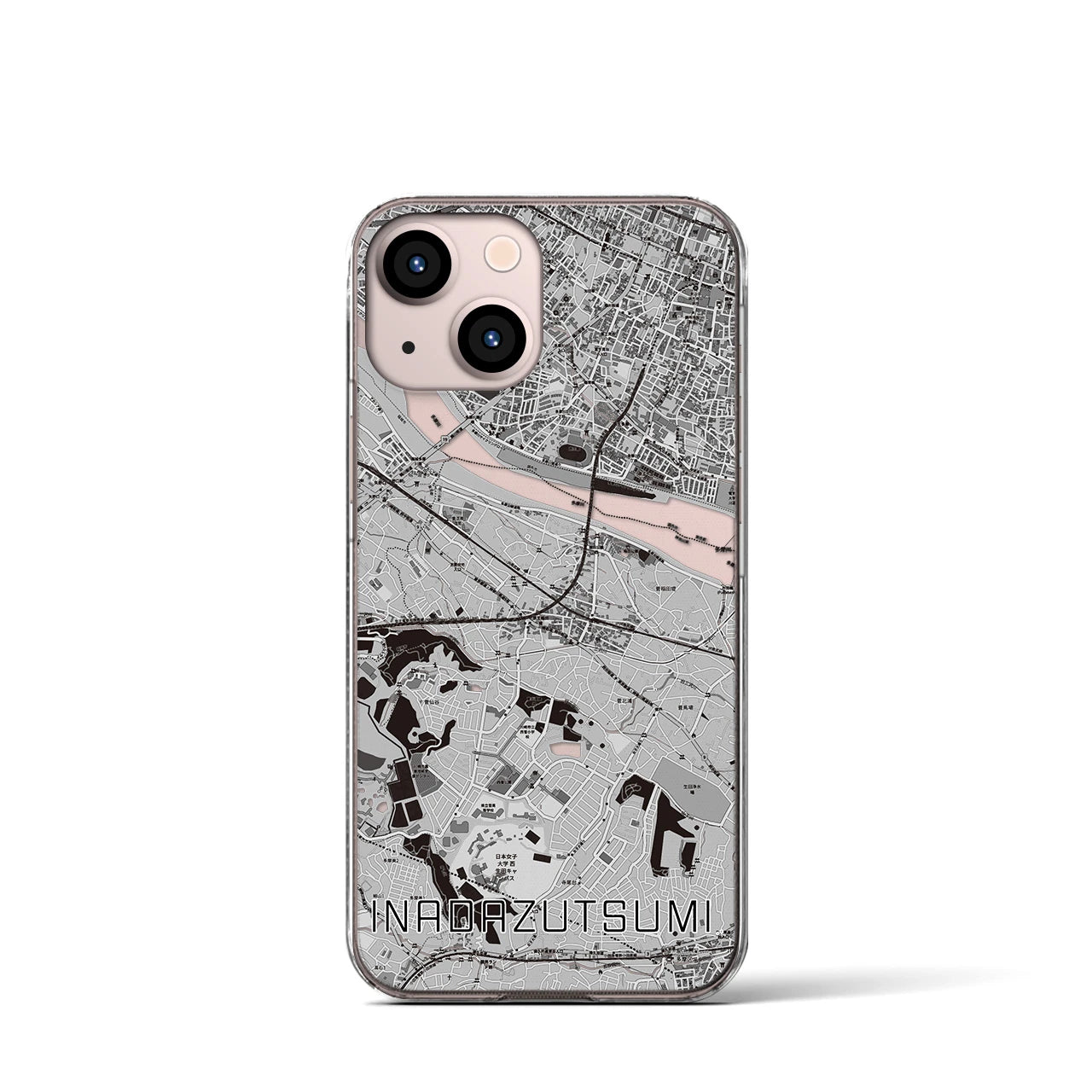 【稲田堤(神奈川県)】地図柄iPhoneケース(クリアタイプ)