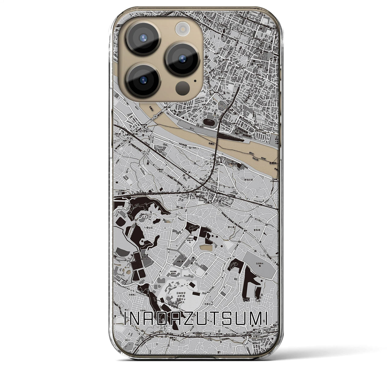 【稲田堤(神奈川県)】地図柄iPhoneケース(クリアタイプ)