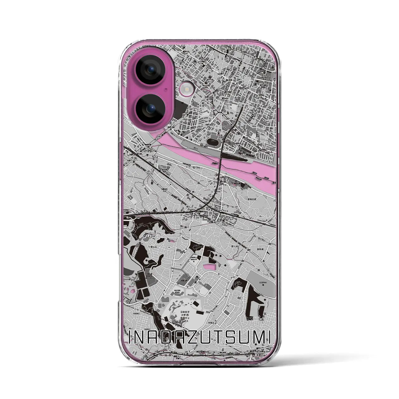 【稲田堤(神奈川県)】地図柄iPhoneケース(クリアタイプ)