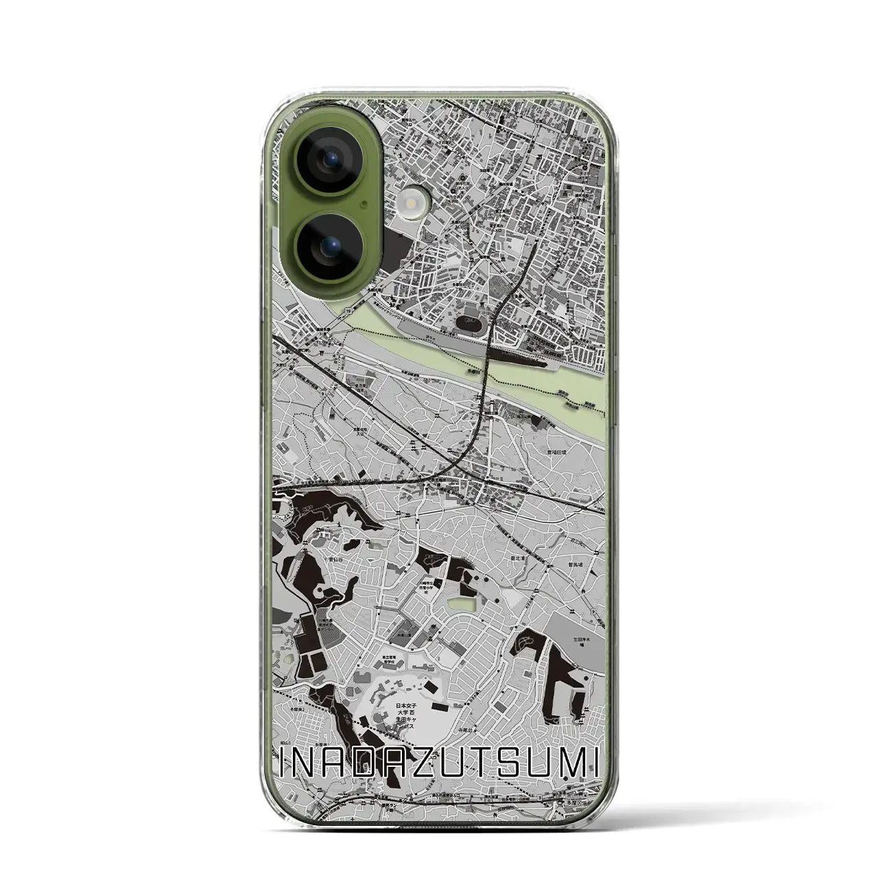 【稲田堤(神奈川県)】地図柄iPhoneケース(クリアタイプ)