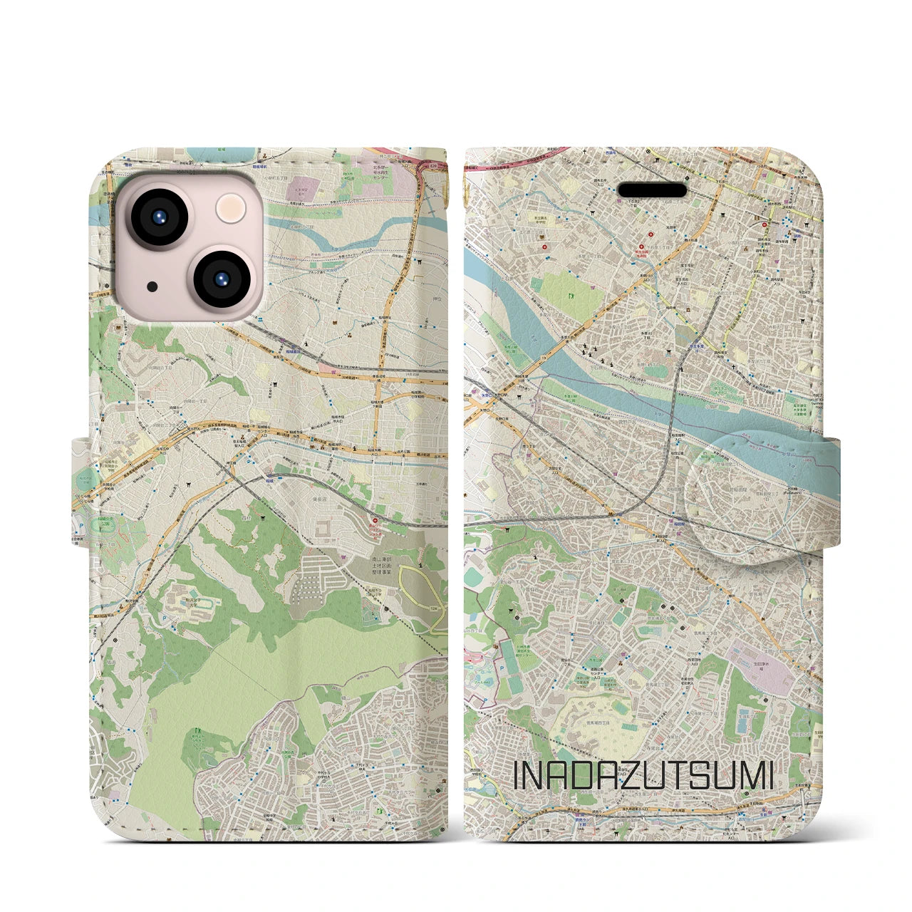 【稲田堤(神奈川県)】地図柄iPhoneケース(手帳タイプ)