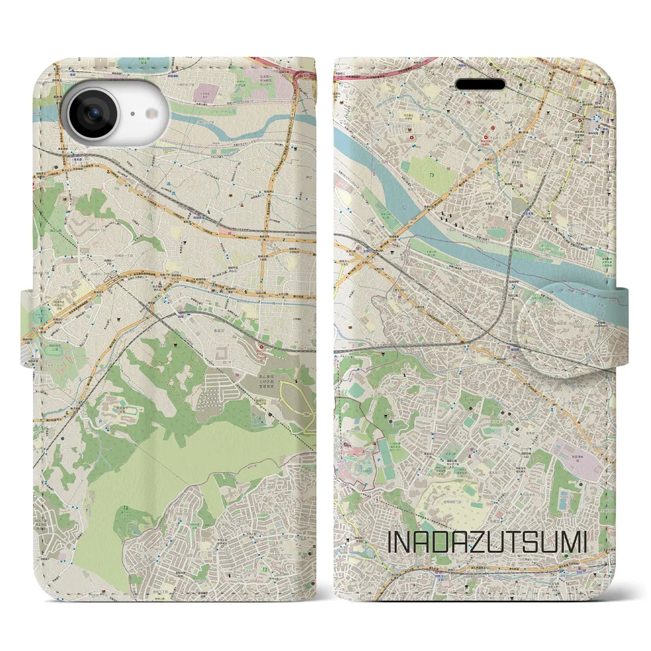 【稲田堤(神奈川県)】地図柄iPhoneケース(手帳タイプ)