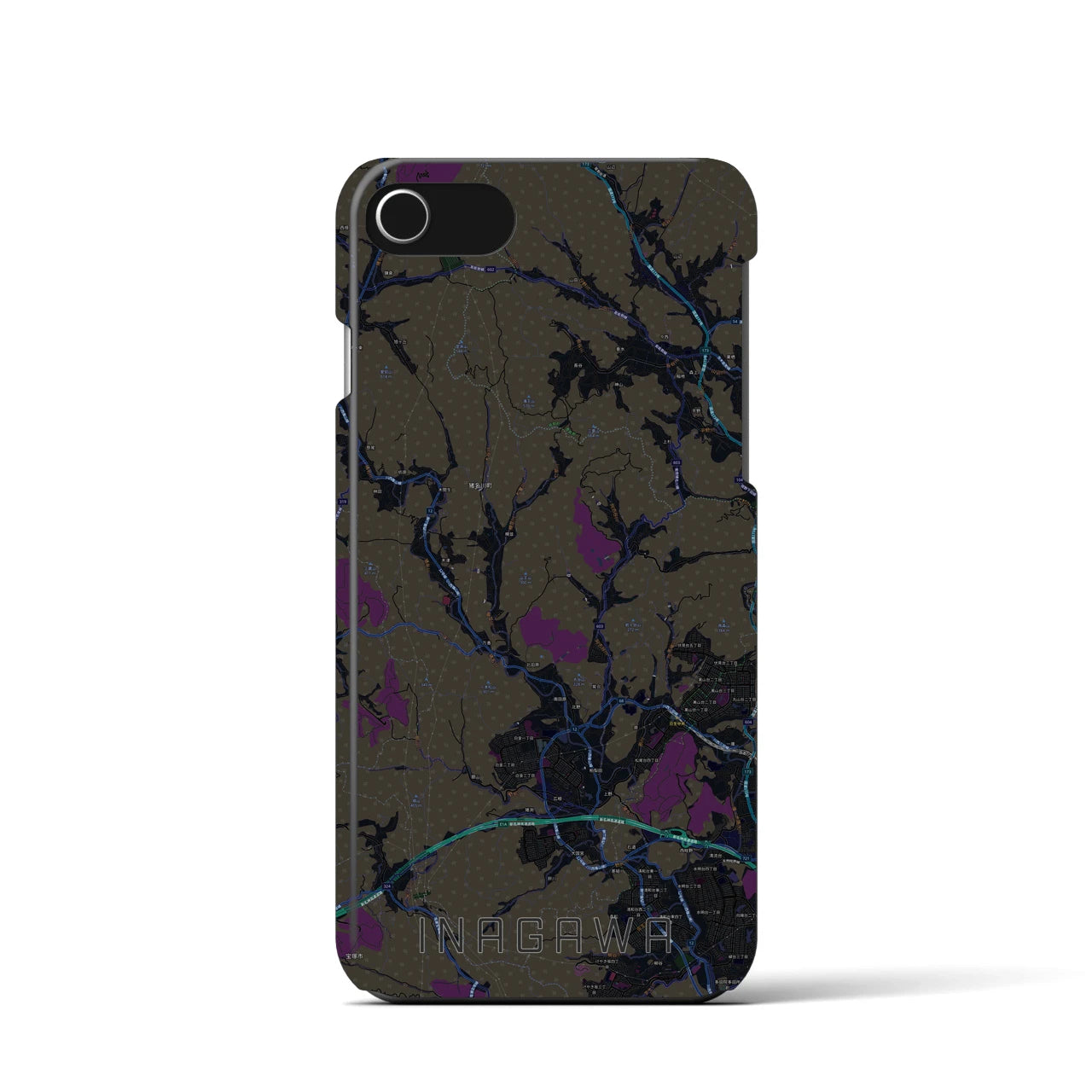 【猪名川(兵庫県)】地図柄iPhoneケース(バックカバータイプ)