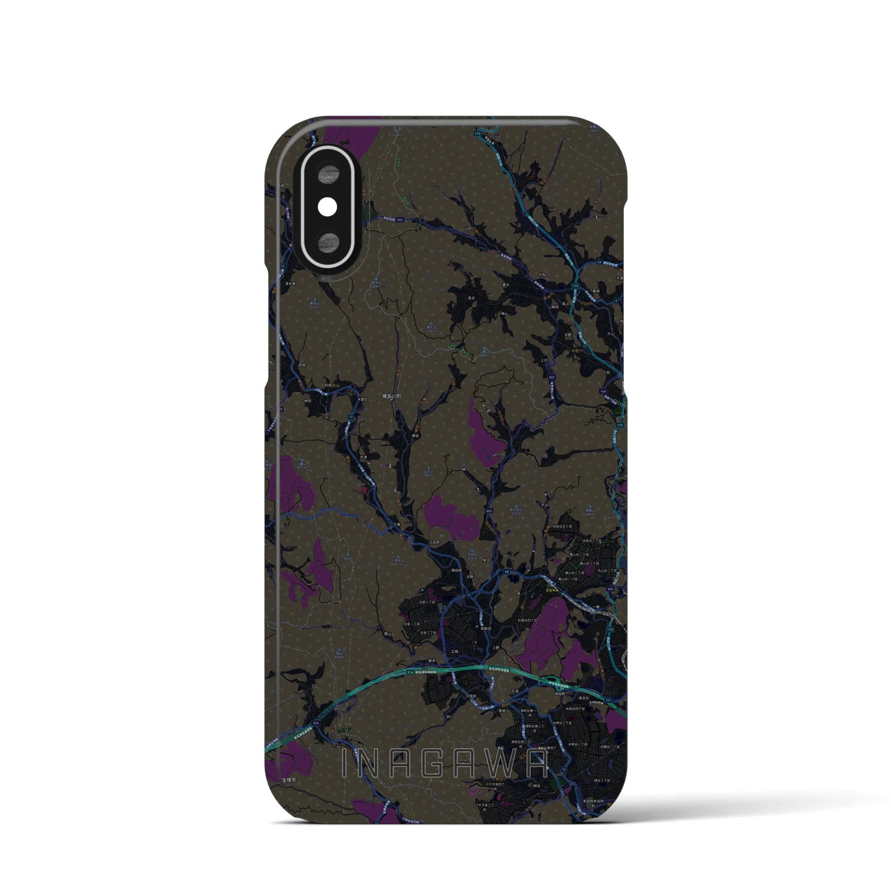 【猪名川(兵庫県)】地図柄iPhoneケース(バックカバータイプ)