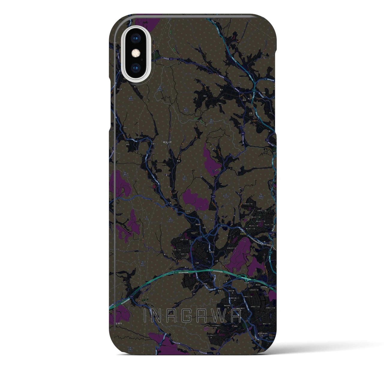 【猪名川(兵庫県)】地図柄iPhoneケース(バックカバータイプ)