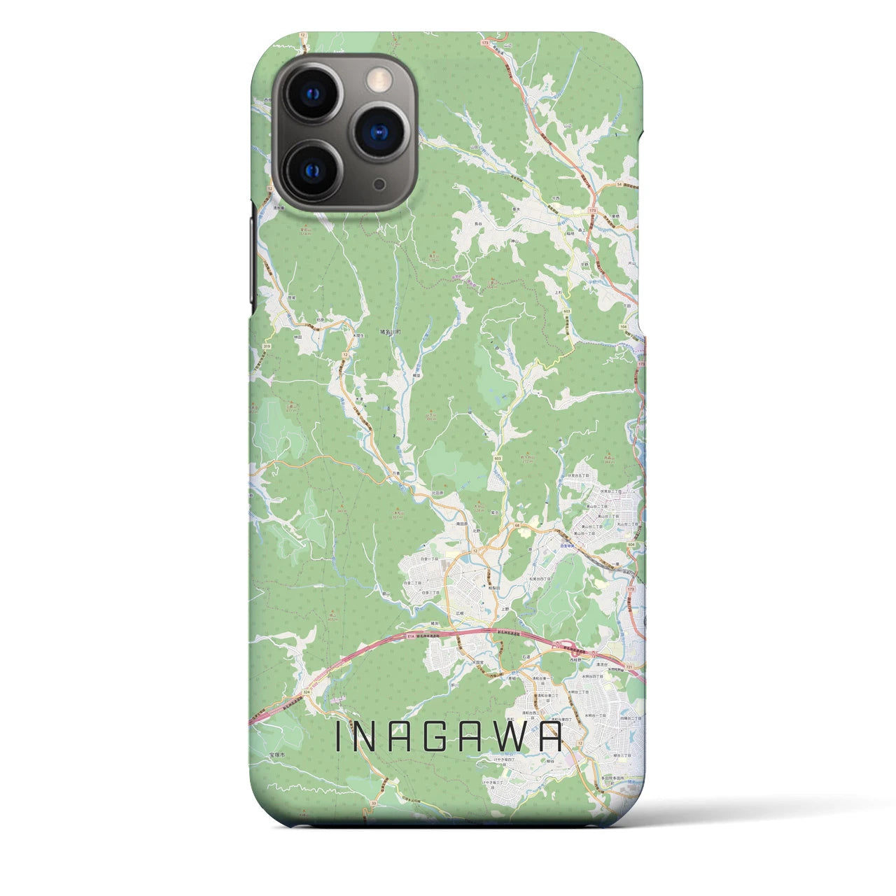 【猪名川(兵庫県)】地図柄iPhoneケース(バックカバータイプ)
