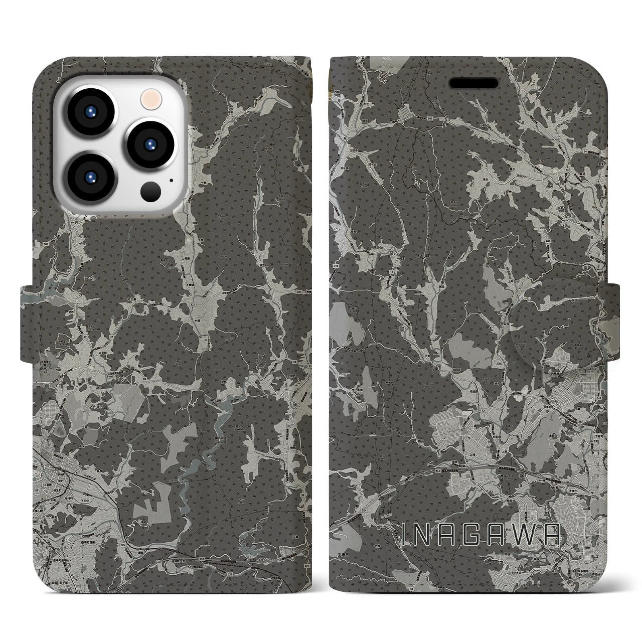 【猪名川(兵庫県)】地図柄iPhoneケース(手帳タイプ)