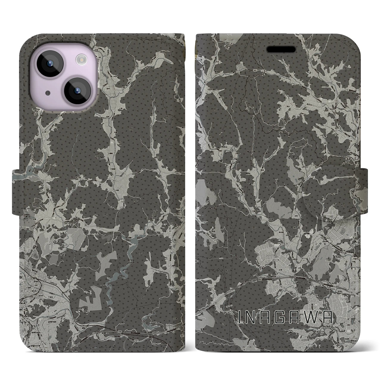 【猪名川(兵庫県)】地図柄iPhoneケース(手帳タイプ)