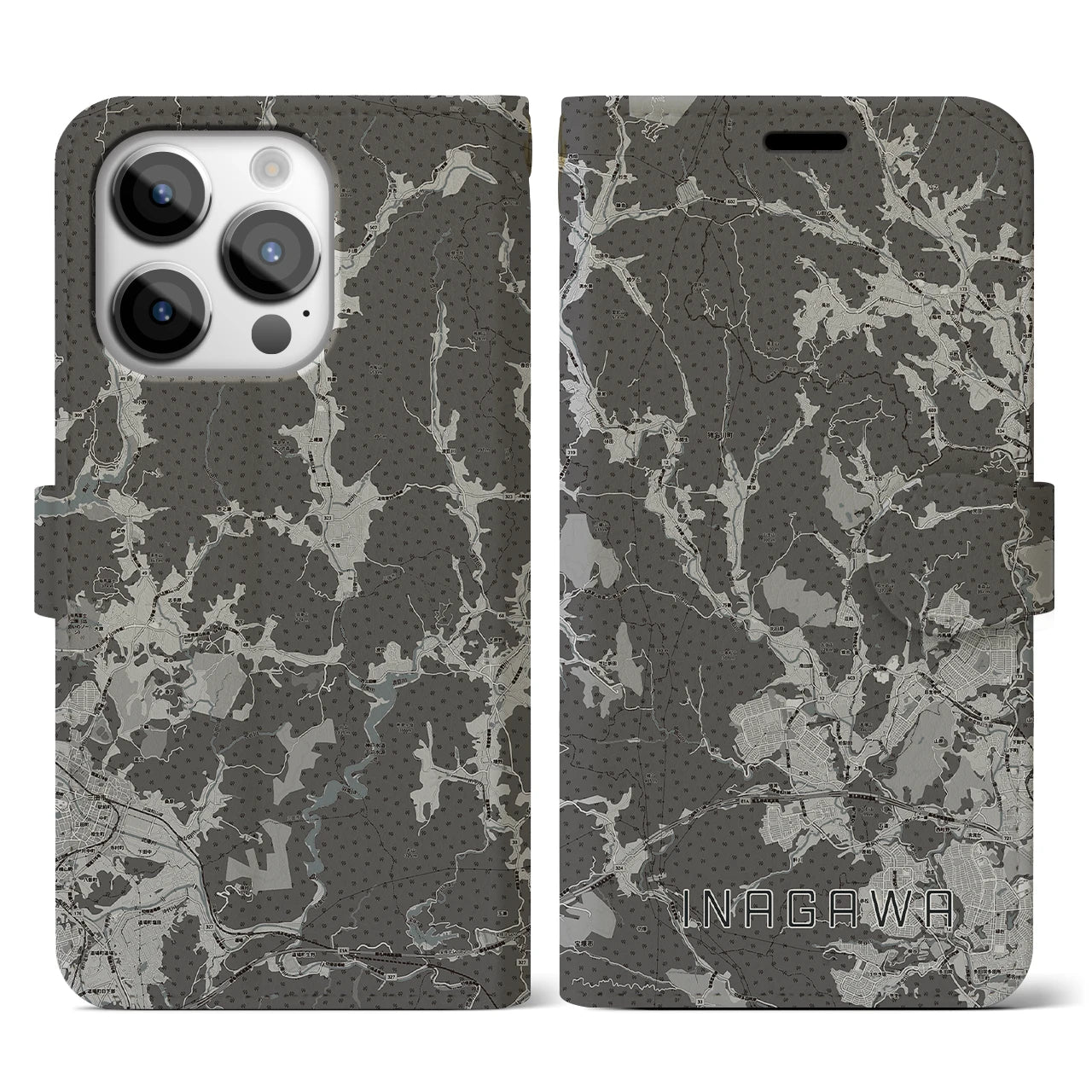 【猪名川(兵庫県)】地図柄iPhoneケース(手帳タイプ)